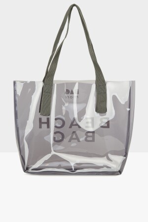 Graue Strandtasche für Damen, bedruckt, transparent, Strandtasche M000007257 - 3