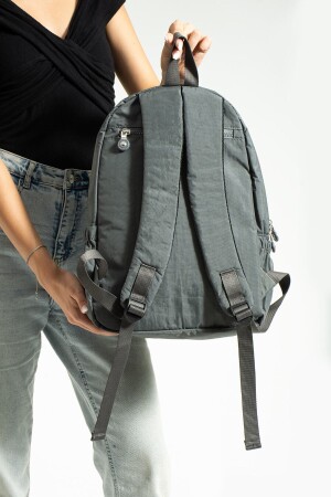 Graue Unisex-Schultasche mit verstellbarem orthopädischem Riemen in Mega-Größe mit 9 Fächern und Laptopfach SCHULTASCHE-MEGA - 4