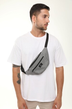 Graue Unisex-Schulter- und Hüfttasche mit 2 Fächern DUB001 - 4