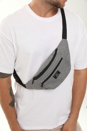 Graue Unisex-Schulter- und Hüfttasche mit 2 Fächern DUB001 - 1