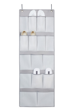 Grauer Mehrzweck-Hängeschrank mit 16 Taschen, Badezimmer-Küchen-Organizer, Slipper-Organizer, 45 x 125 OCH. Wow. V061 - 8