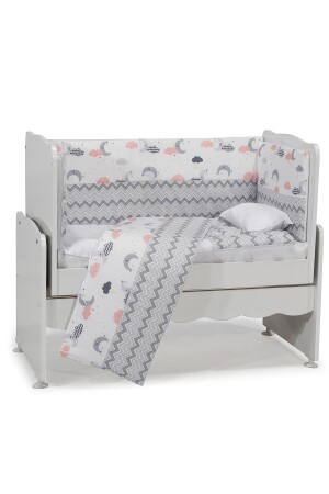 Graues Babyschlafset mit Zickzackmuster 7-teilig 50x100 Weiß - Grau AKH-SLEEPSET - 5