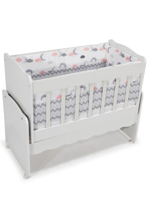 Graues Babyschlafset mit Zickzackmuster 7-teilig 50x100 Weiß - Grau AKH-SLEEPSET - 6