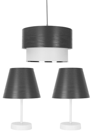 Graues Dreifach-Lampenschirm- und Kronleuchter-Set Schlafzimmerbeleuchtung luksev-100 - 2