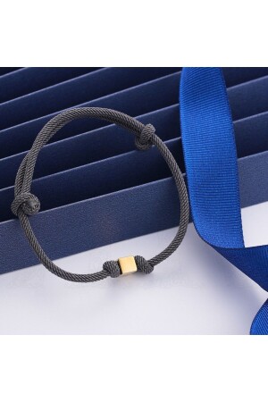 Graues String-Herren- und Damen-Goldwürfelarmband BRCP642 - 5