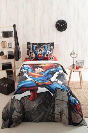 Graues Superman Stone-Einzellizenz-Bettbezug-Set LNT741258963300 - 1