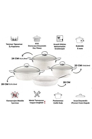 Gravita Kochgeschirr-Set aus Gusseisen, 4-teilig, 7-teilig, Weiß, 2019ST000441 - 1