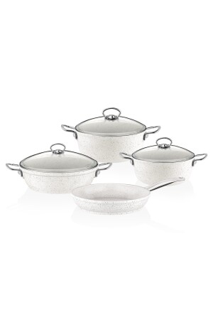 Gravita Kochgeschirr-Set aus Gusseisen, 4-teilig, 7-teilig, Weiß, 2019ST000441 - 5