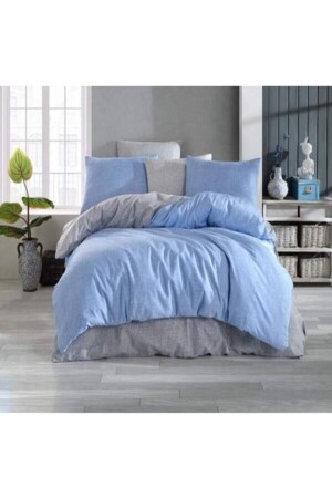 Gray Blue Modern Double Sided Single Bed Sheet Cotton Duvet Cover Set Nallsnevtkmod - 1