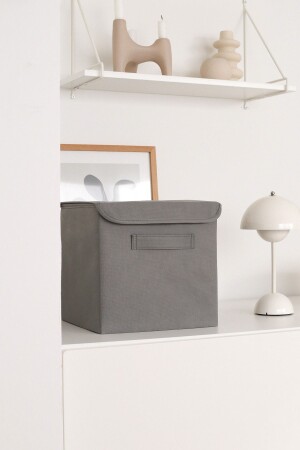 Gray Covered Laundry Toy Organizer Folding Storage Box 28x28x28 BKKPK-GRI - 2