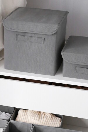 Gray Covered Laundry Toy Organizer Folding Storage Box 28x28x28 BKKPK-GRI - 5