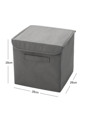 Gray Covered Laundry Toy Organizer Folding Storage Box 28x28x28 BKKPK-GRI - 7