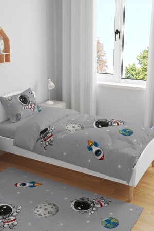 Gray Space and Little Astronaut gemustertes Einzelbettbezug-Set für Babys und Kinder evnev00192 - 4