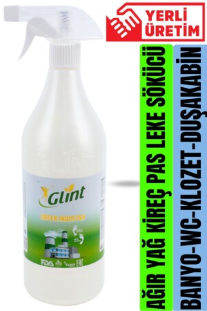 Glint - Green Industry 1 Litre %100 Bitkisel Banyo Tuvalet Temizleyici Kireç Çözücü Şömine Temizleyici Sprey - Glint