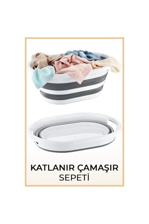 Gri Katlanabilir Çamaşır Sepeti 1254 - 2