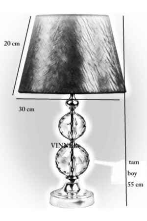 Gri Krom Kristal 2 Li Küre Abajur - 3