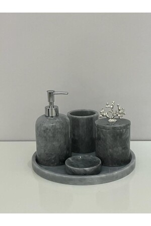 Gri Mermer Banyo Seti 5'li 0718716960982 - ATAY MERMER TASARIM