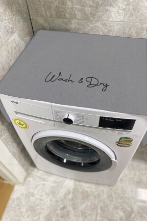 Gri Nakış Işlemeli Çamaşır Ve Kurutma Makina Örtüsü Düzenleyici Kılıf HANGRWSDR - Hanles