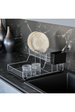 MNZ-Gray Pe مغلفة بـ2 طبقات بلاستينية مزدوجة الصفحات / رف الأطباق 38032 - ZENSAN