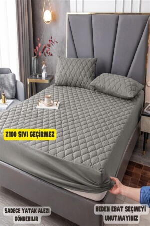 Gri Renkli %100 Sıvı Geçirmez Pamuklu Kapitoneli Yatak Koruyucu Renkli Alez Çarşaf GRİKFSG - Nart Home
