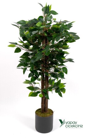 Gri Saksıda Çim Detaylı Yoğun Yapraklı 100 Cm Yapay Benjamin Ağacı - 1
