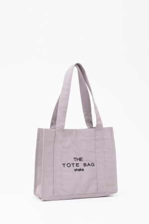 Gri U45 Çıt Çıt Kapatmalı The Tote Bag Işlemeli Kanvas Kumaş Günlük Kadın Kol Ve Omuz Çantası 25x30 S225-00106 - 3