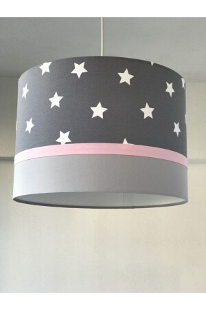 Gri Yıldızlı Pembe Bebek-çocuk Odası Sarkıt Avize Sarkıtavize1 - atölye ay ışığı