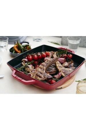 Grillpfanne aus Gusseisen mit Doppelgriff, Kirsche, 28 cm, 40511-685-0 - 6