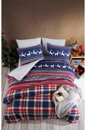 مجموعة غطاء من القطن من القطن - غزال مزدوج مع أوراق مرنة - GRM0028 الرمادي - GARDEN ROOM