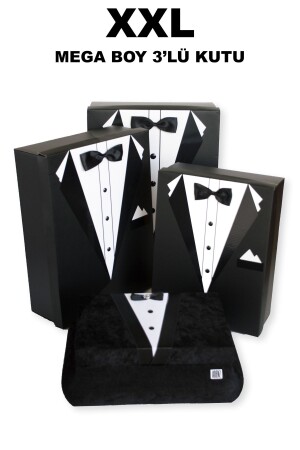 Groom's Pack Mitgifttruhe und Box, 4er-Set – echte Fliege und Knopf - 1