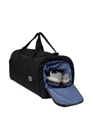 Große Unisex-Sport-, Fitness- und Reisetasche mit Schuhfach, Thermoskanne, Schwarz - 3