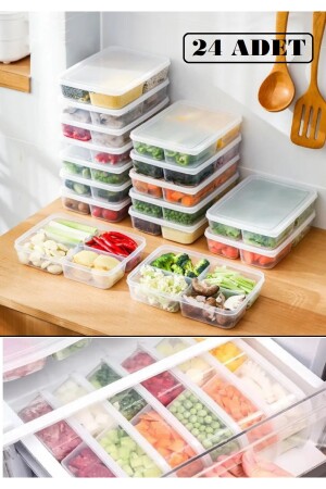 Großer 24-teiliger Vorratsbehälter für Mahlzeiten mit 4 Fächern – Kühlschrank-Organizer für gefrorenes Fleisch, Gemüse, BAYEV-LARGE24PCS - 2