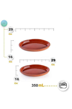 Großer Ton-Auflauf mit glasierter Innenseite, 29 cm ovales Boot-Auflauf-Pfannen-Set – 2 Li 29 cm oval - 5