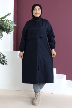 Großer Trenchcoat mit Patch-Detail Tsd230505 Marineblau - 1