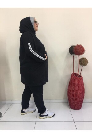 Großes Hijab-Trainingsanzug-Set mit lockerem Schnitt. Schwarz, lockere Übergröße - 2