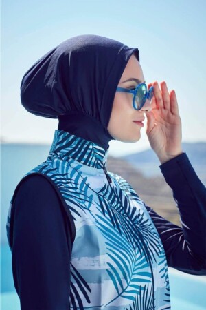 Grüner Hijab-Badeanzug mit Palmblattmuster HSM-2941LENA-YE - 6