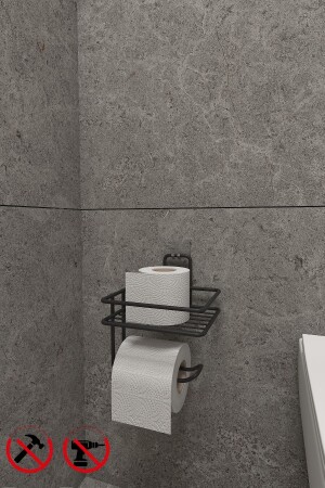 Güçlü Yapışkanlı Yedek Raflı Tuvalet Kağıdı Askılığı Banyo Düzenleyici - 1