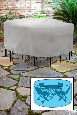 Guise Bahçe Mobilya Koruma Örtüsü Gri Su Geçirmez Masa Sandalye Yağmur Toz Önleyici Branda 160x80cm - 3