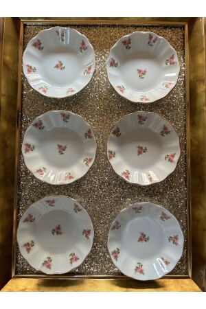 Gülriz Pink Teeteller-Set mit 6 rosa Blumen - 5