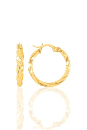 Gümüş Altın Yaldızlı Şarnel Burgu Küpe - Söğütlü Silver