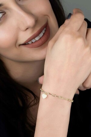 سوار من الذهب من الذهب مع معلق قلب - Else Silver