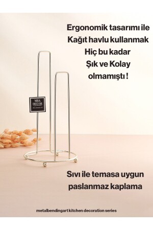 Gümüş Kağıt Havluluk Ergonomik Tasarım Modern Mutfak Sofra Aksesuarı Paslanmaz Kaplama Peçetelik - 3