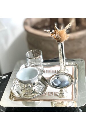 Gümüş Kaplama Köşeli Italyan Kahve Fincanı Köşeli fincan tekli - 3