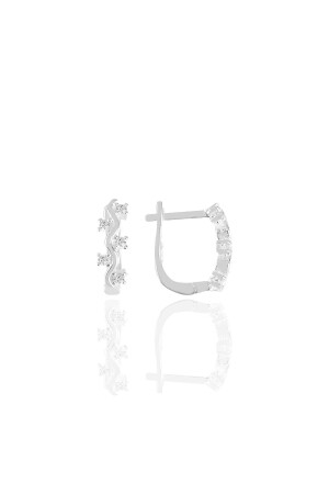 منز الفضة زيركون الحجر الموجة كليب جي الأقراط - Söğütlü Silver