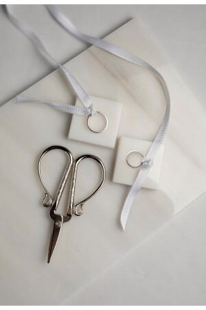 Silberne Schere, Versprechens-/Verlobungsringverstärker aus natürlichem Marmor, MERALP5001 - MERALP