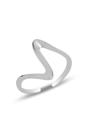 Gümüş Rodyumlu Dalga Ayarlamalı Yüzük SGTL11825 - Söğütlü Silver