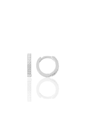 Gümüş Rodyumlu Zirkon Taşlı 10 Mm Halka Küpe Tragus Piercing Helix Kıkırdak Küpesi SGTL11738 - Söğütlü Silver