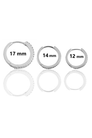 Gümüş Rodyumlu Zirkon Taşlı Üç Boydan Oluşan Halka Küpeler - Söğütlü Silver