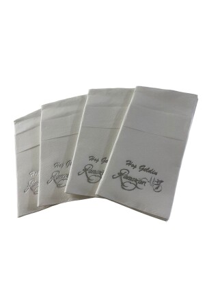 Gümüş Yaldızlı Beyaz Hoş Geldin Ramazan Cepli Touch Peçete 12 Li 40x40 - Kidspartim