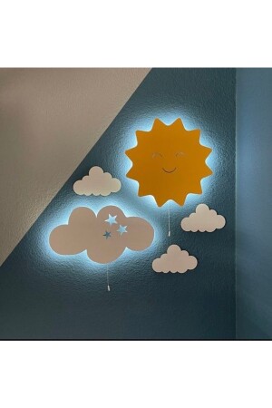 Güneş Bulut Gece Lambası Çocuk Odası Bebek Odası Dekoratif Led Aydınlatma Set windlyconcept42 - 2